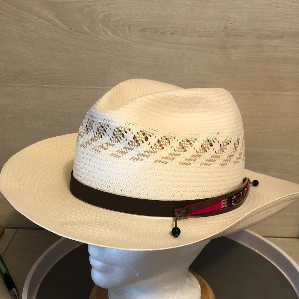 Overland Diablo Panama Outback Straw Hat w Southwestern hatband Adult XL USA